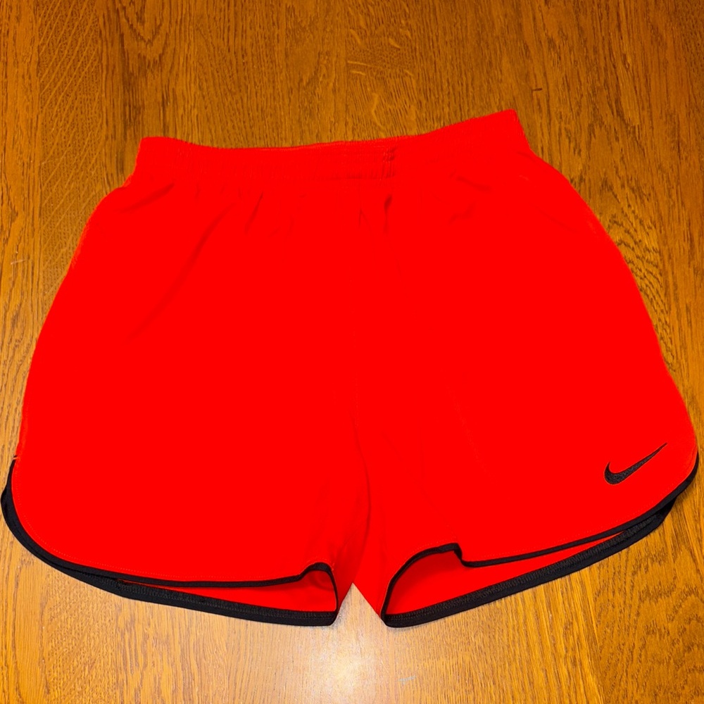 Nike XS slim fit no lining Bright poppy-Red Athletic Shorts w/ black trim